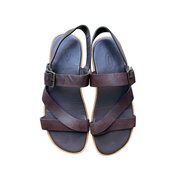Faconnable Men\'s Brown Leather Criss-Cross Slingback Sandals Size US 10